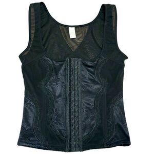 Kathy Ireland Black Boned Floral Bustier Corset Top Women’s XL.